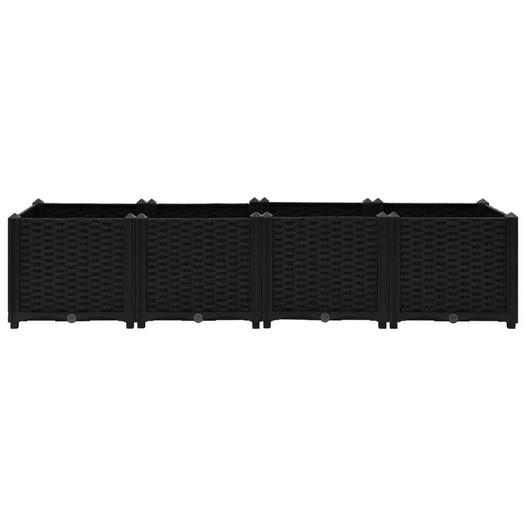 Fioriera rialzata per piante e fiori giardino 160 x 40 x 38 cm polipropilene nero 02_0000920