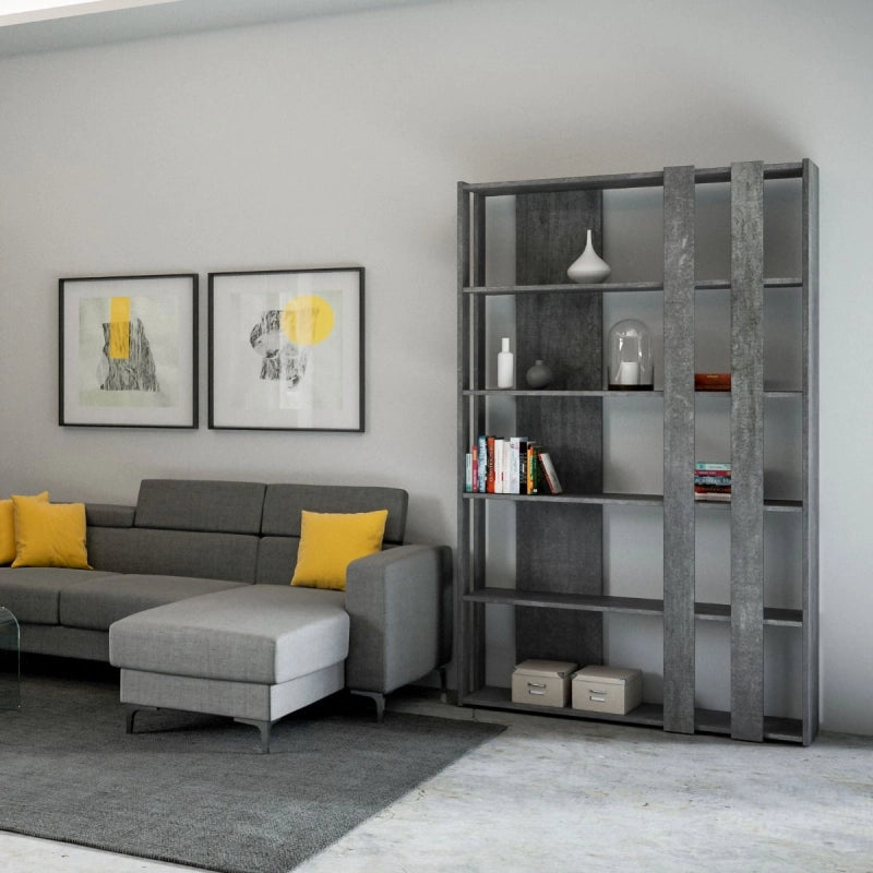 Composizione Libreria Small B Kato 6R 2 fianchi 4 fasce lunghe - Cemento