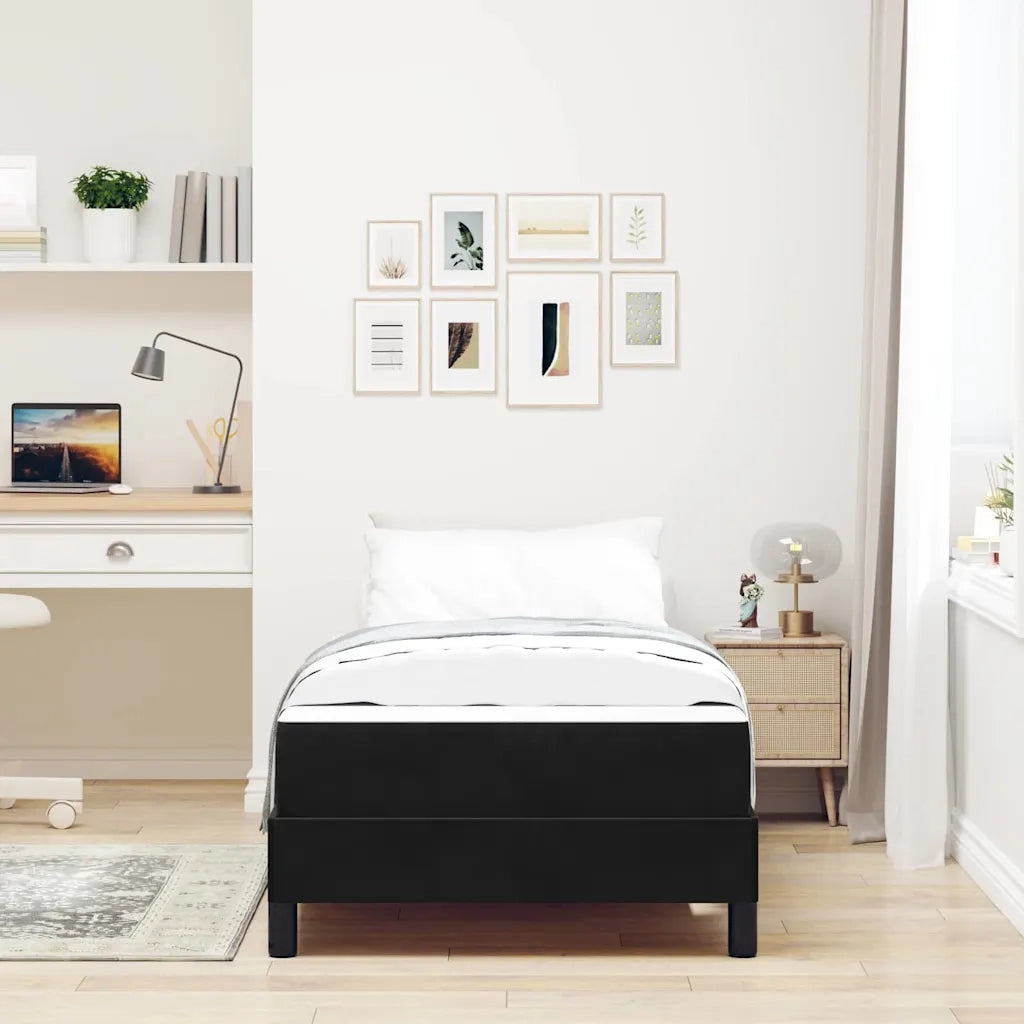 Letto a molle con materasso Nero 80 x 220 cm Tessuto