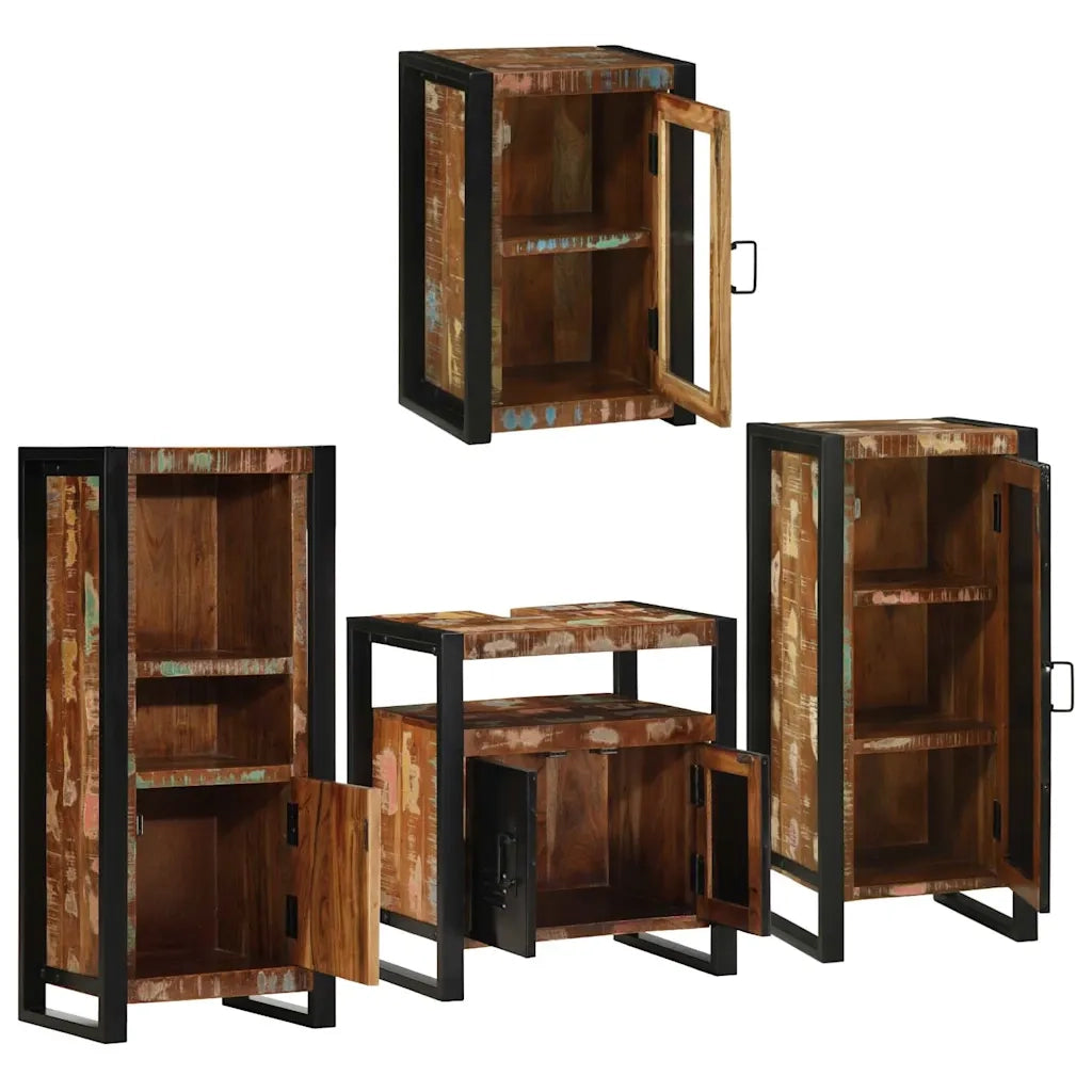 Set di mobili per il bagno 4 pcs Legno massello riciclato