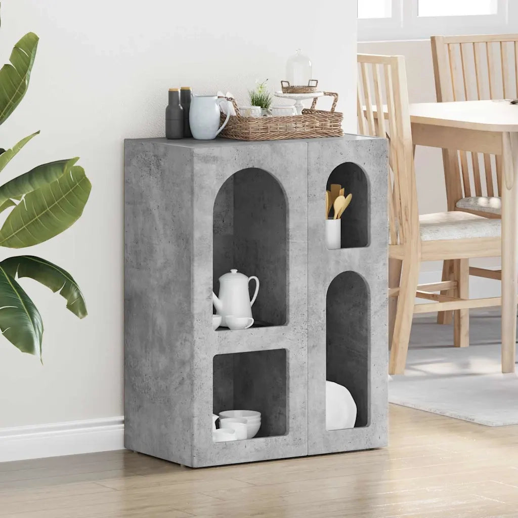 Credenza-Buffet-Armadio da cucina Grigio cemento 59 x 35 x 80.5 cm Legno multistrato