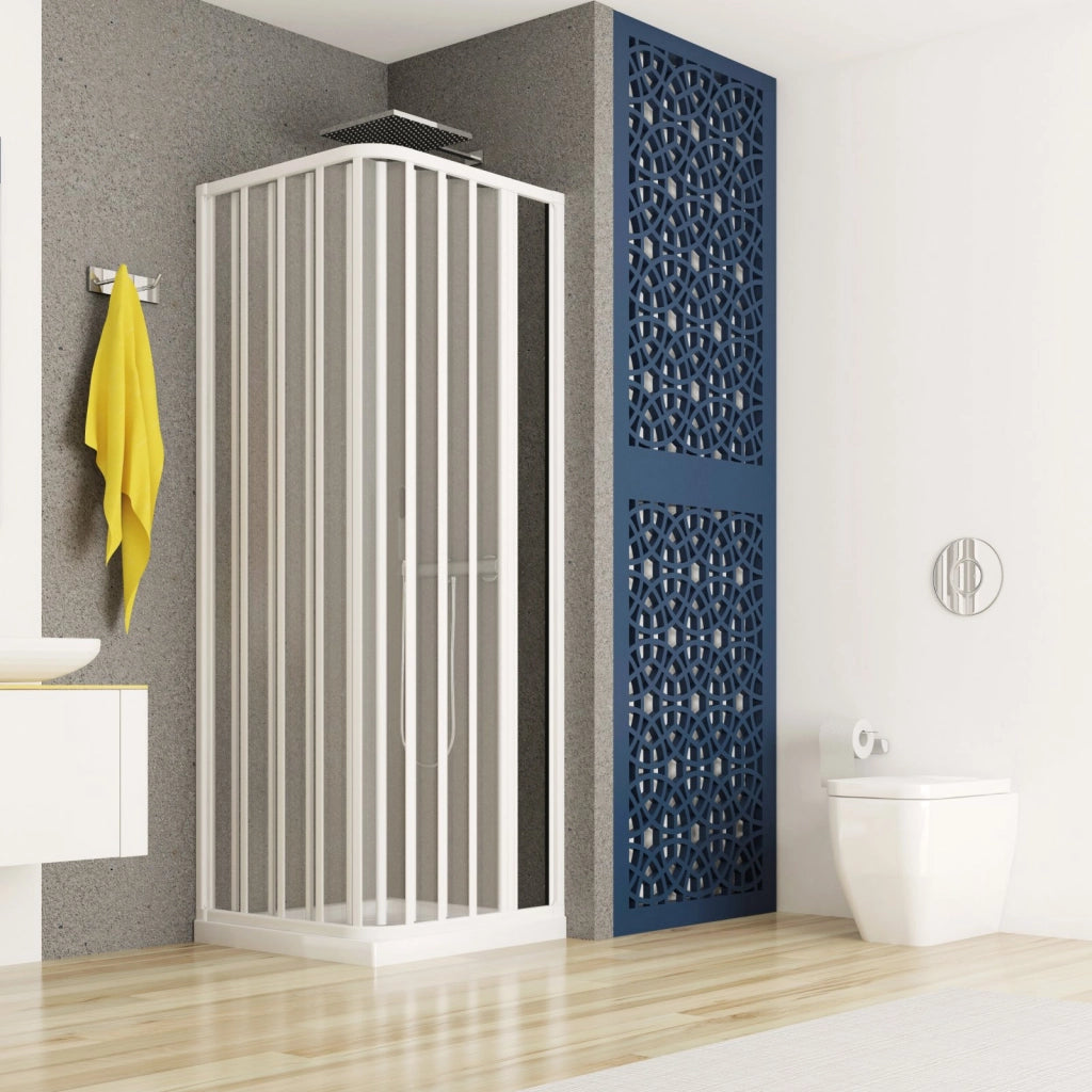 Box doccia due lati apertura laterale a soffietto, pvc bianco h185cm Platra Merne Bianco,80x100 cm