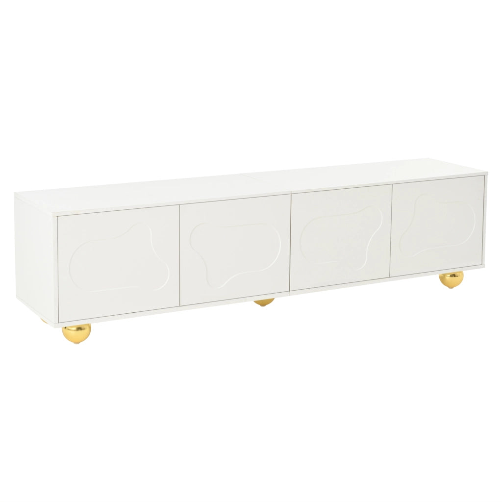 Mobile TV a Nuvola con 2 Ante ¨C MINIMAL ¨C Bianco, 180x40x45 cm, fino a 75 pollici