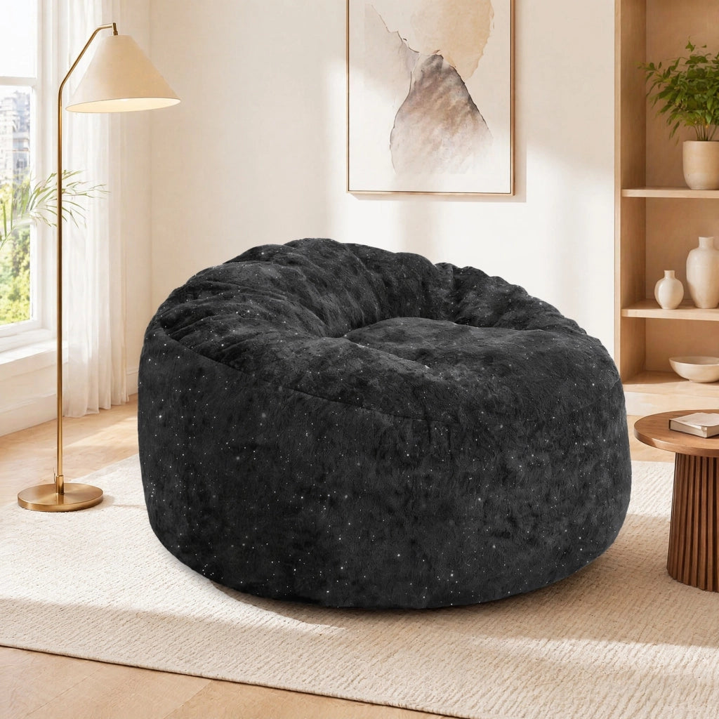 POLTRONA a sacco ergonomica 50 x 41 x 31 cm in flanella nera