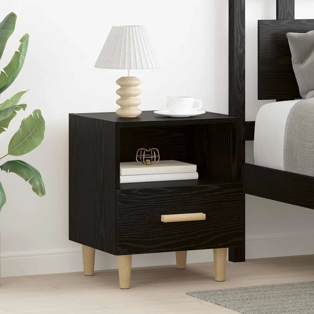 Armadio da Notte Rovere Nero 40 x 35 x 47 cm Legno multistrato 880587