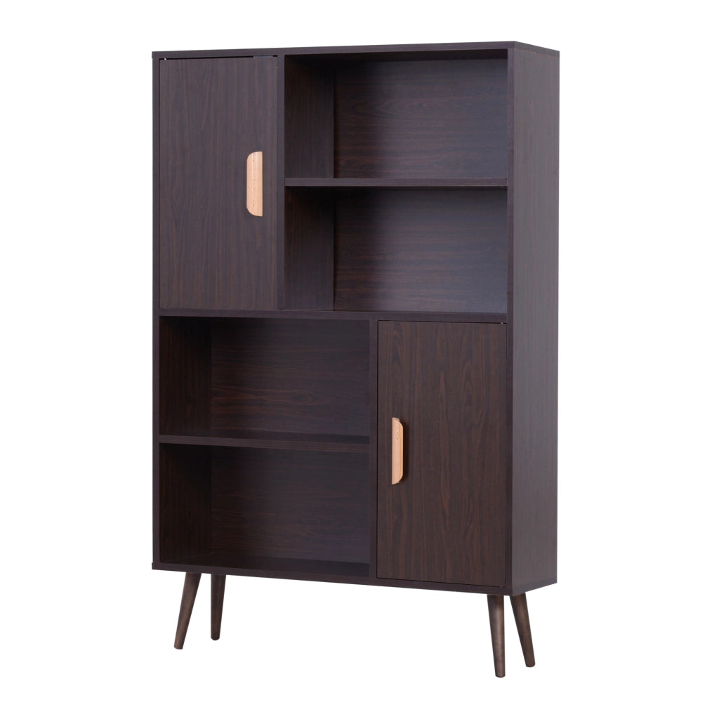 Libreria con ante e ripiani ¨C Zephmum ¨C 80x24x123 cm in legno massello weng¨¦