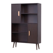 Libreria con ante e ripiani ¨C Zephmum ¨C 80x24x123 cm in legno massello weng¨¦