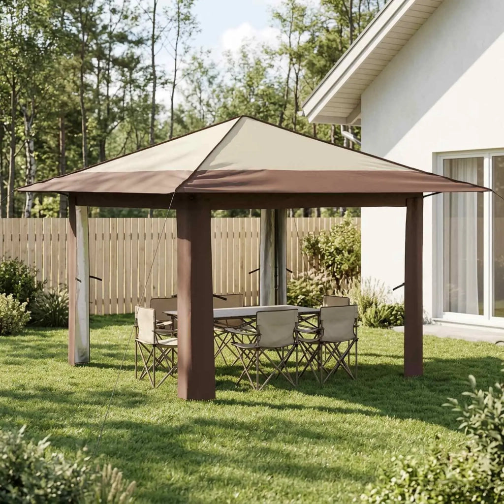 Gazebo senza Parete 3,3 x 3,3 m Crema e Marrone 42036808
