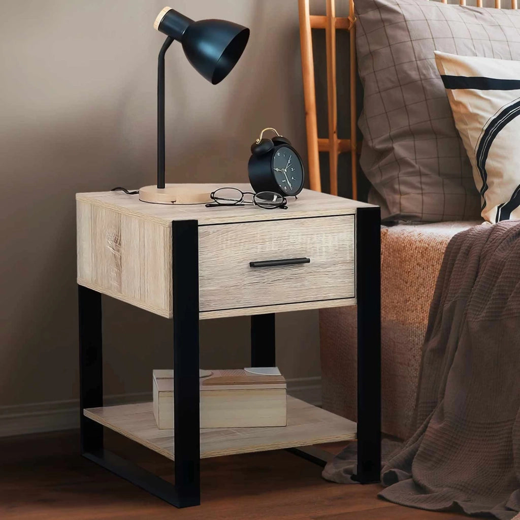 IDMarket - Set di 2 comodini ONYX a 1 cassetto in legno e nero
