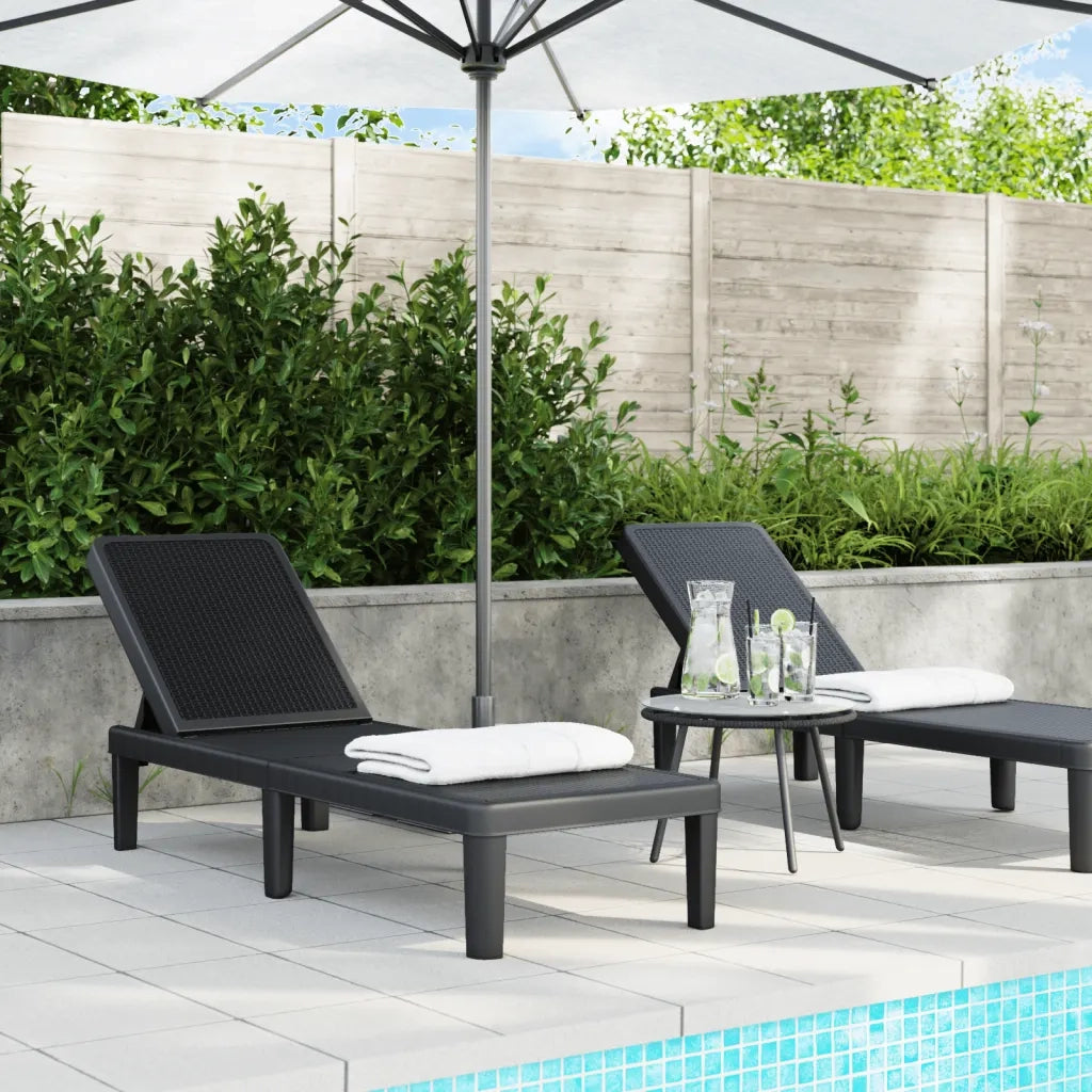 Lettino Prendisole 4 Altezze Regolabili Nero 155,5x57x28 cm iPP 4008100