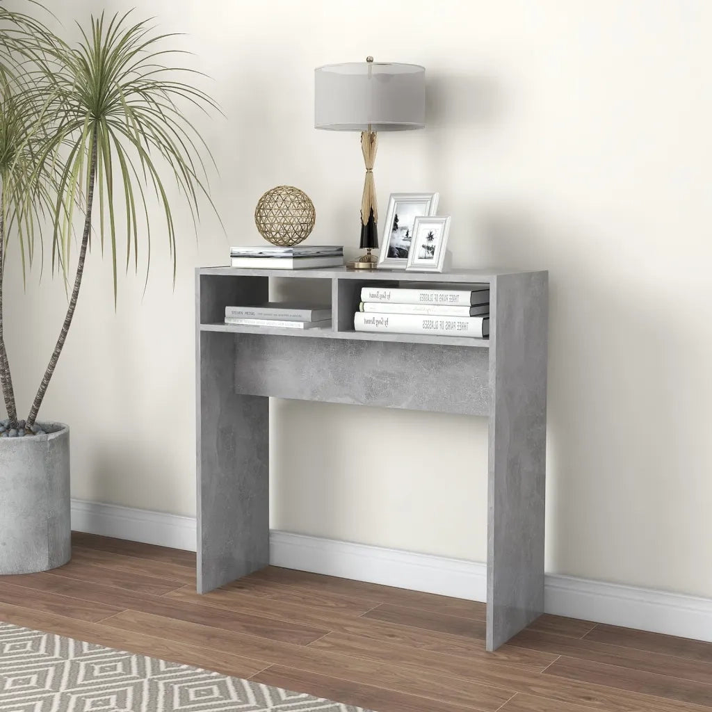 Tavolino Consolle Grigio Cemento 78x30x80cm Legno Multistrato 808300