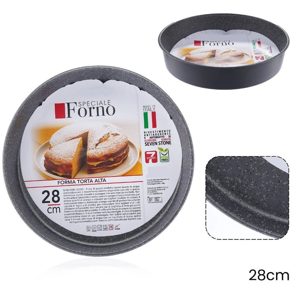 Trade Shop - Stampo Teglia Forma Tonda Torta Alta Antiaderente Antigraffio Da Forno ø20-22-24-28-32cm -    -diametro 28cm   -