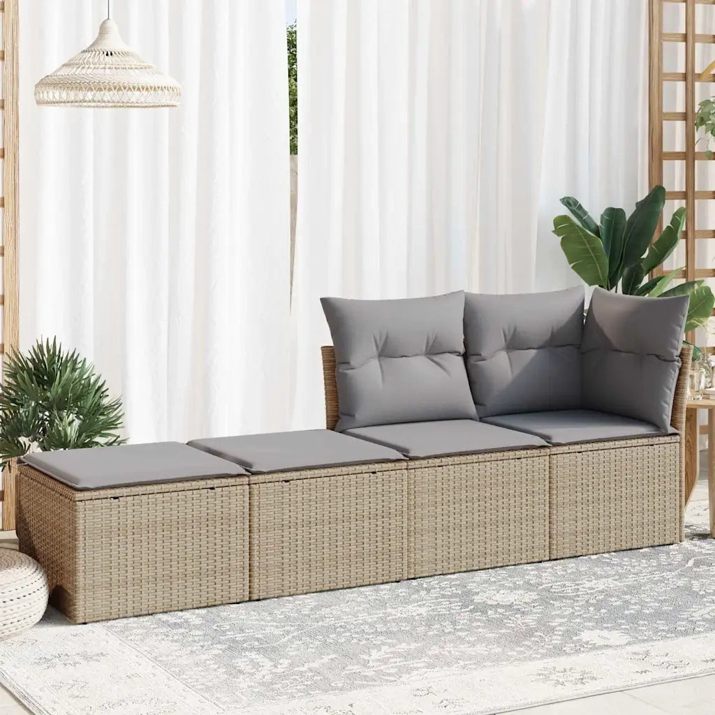 Set Divano da Giardino 2 pz | Set Salotto da Giardino con Cuscini Beige Polyrattan Acacia