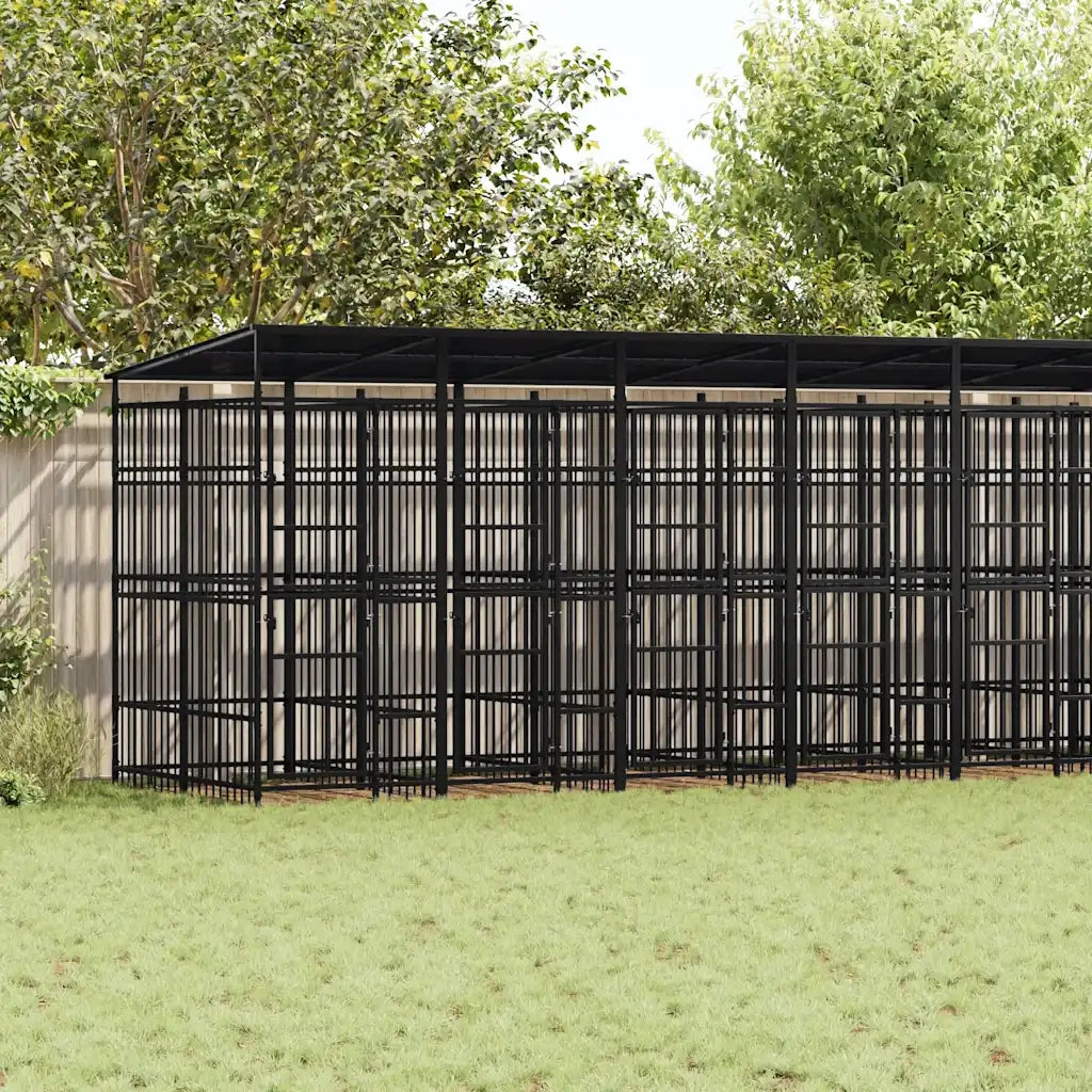 Gabbia per Cani da Esterno con Tetto in Acciaio 16,59 m² 3097954