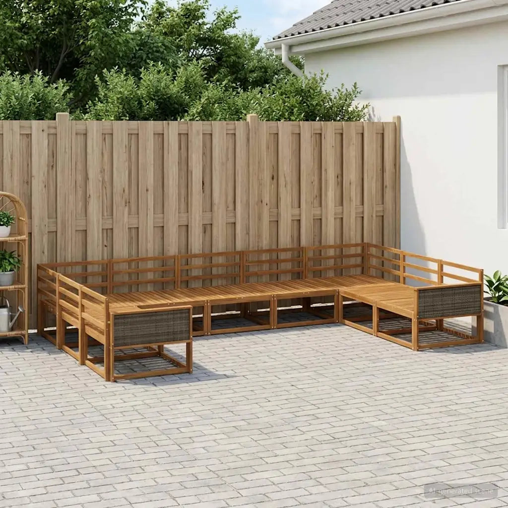 Set di divani da esterno 9 pcs Naturale