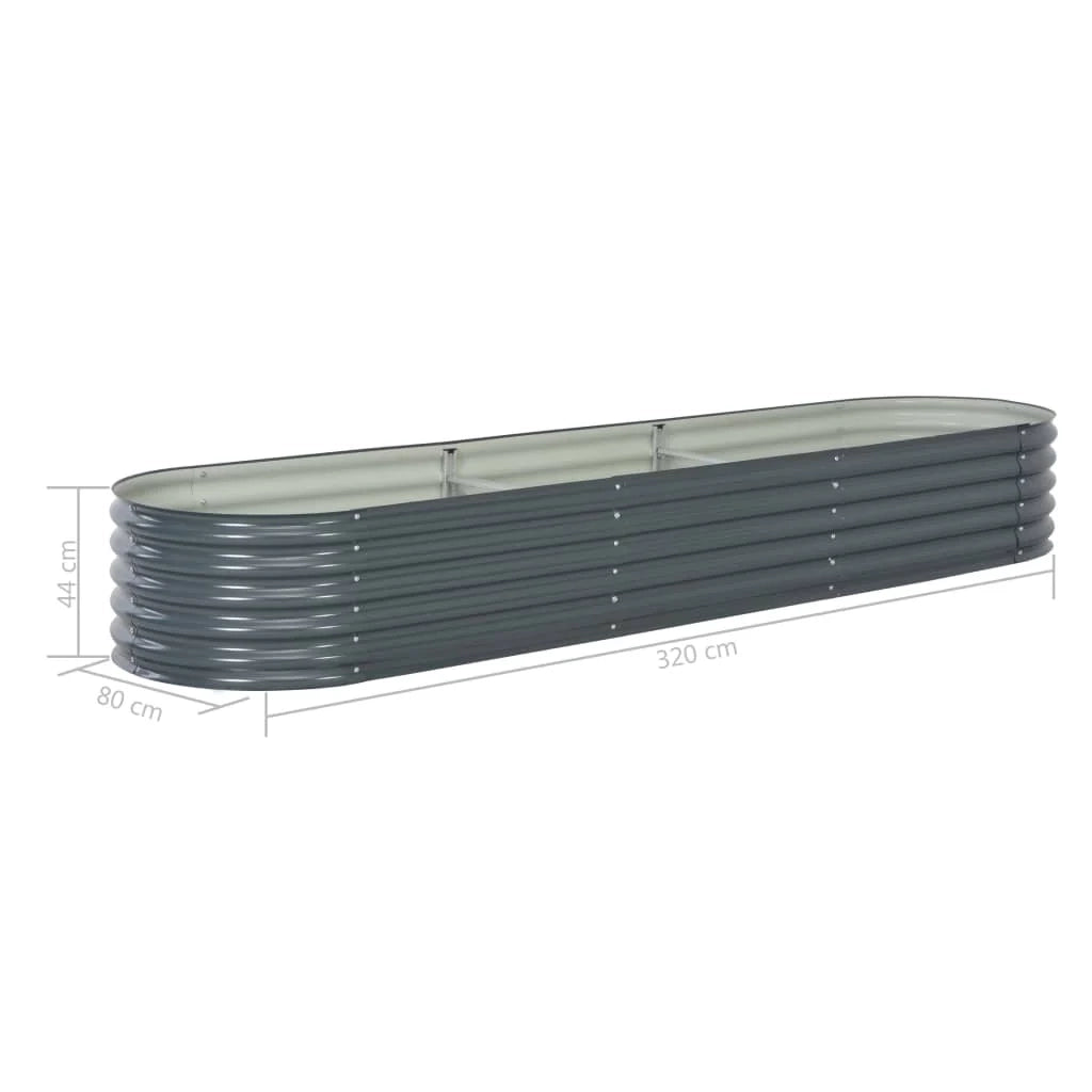 Fioriera rialzata per piante e fiori giardino 320 x 80 x 44 cm acciaio zincato grigio 02_0001046
