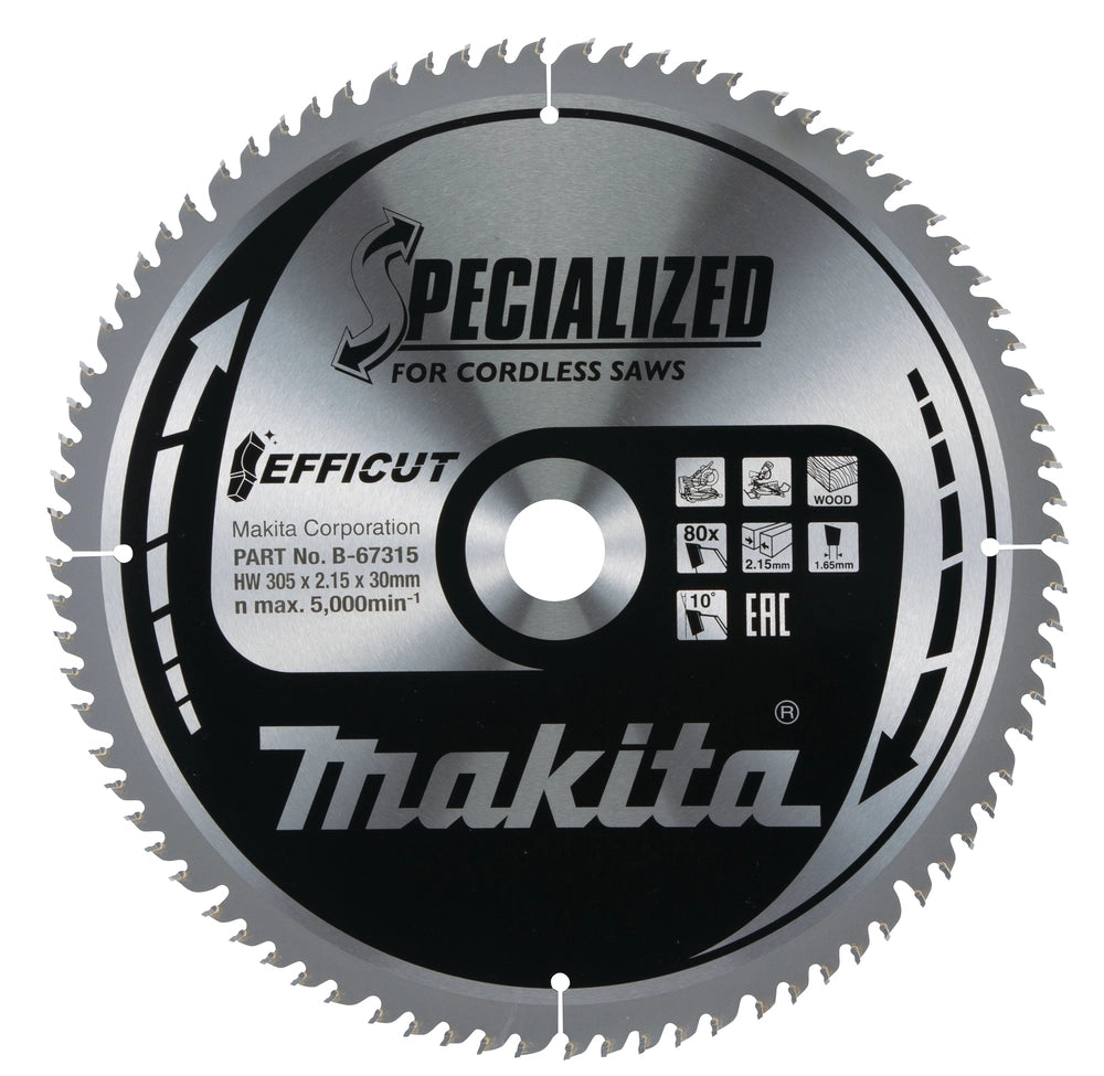 Lama troncatrice Makita per legno diametro 305 mm x 30 mm 80 denti B-67315