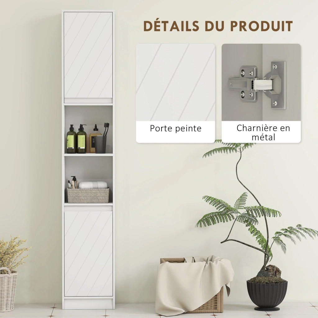 Colonna bagno con 2 ante e 2 ripiani aperti ¨C zephmum ¨C bianco 30x24x170 cm
