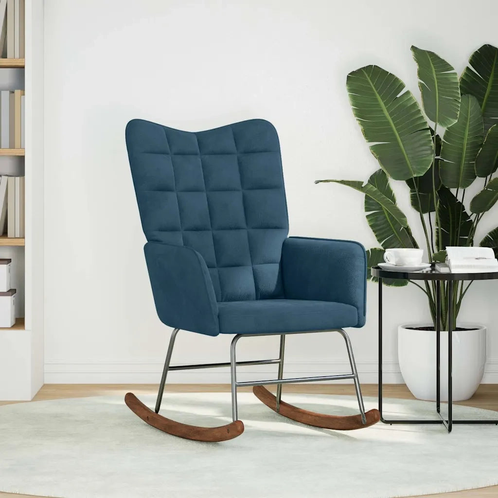 Sedia a Dondolo Blu in Velluto CFW2220666