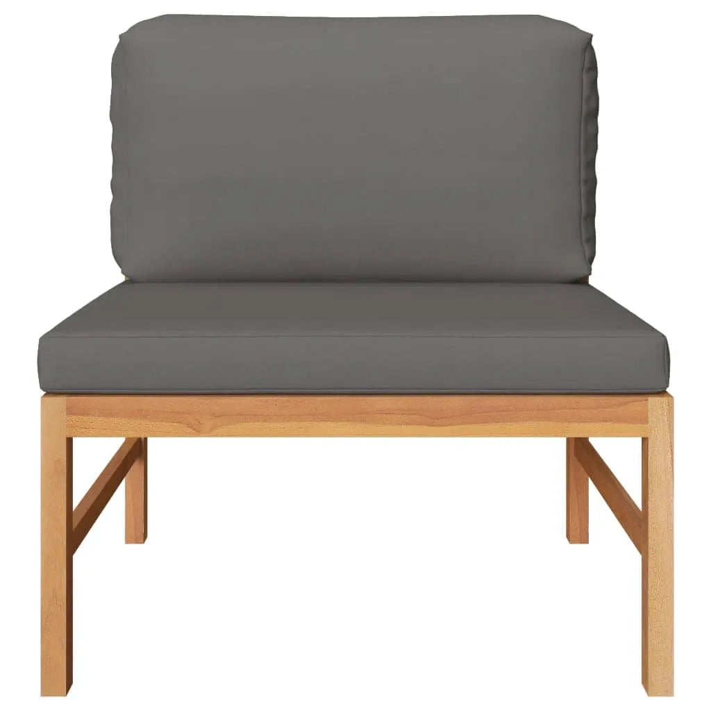 Salotto da Giardino-Set Divani Giardino 3 pz Cuscini Grigio Scuro in Legno di Teak