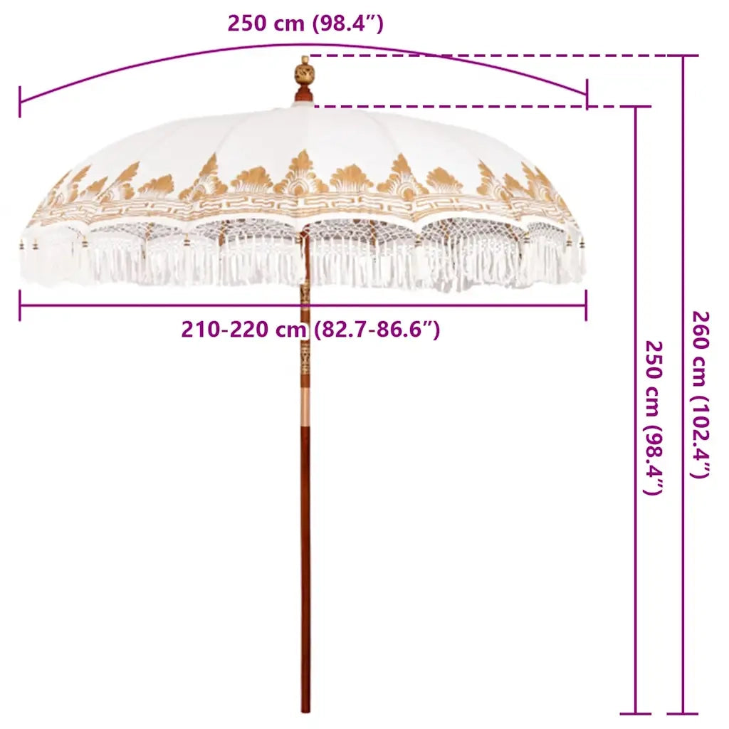 vidaXL Parasol Balinese Crema (210-220) x 260 cm