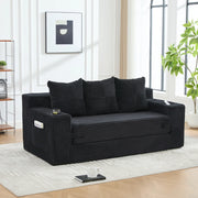 DIVANO Modulare 2 Posti 172x87x64 cm Velluto a Coste Nero