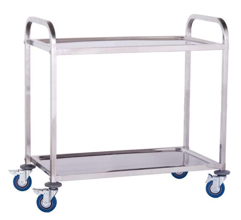 Carrello di servizio professionale 101 x 55 cm acciaio inox temprato 2 livelli max 160 kg 3614111