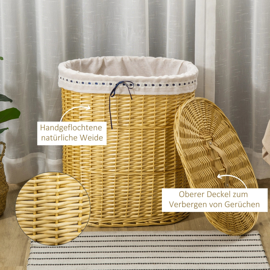 CESTO PORTABIANCHERIA con coperchio 51x38x57 cm Rattan naturale
