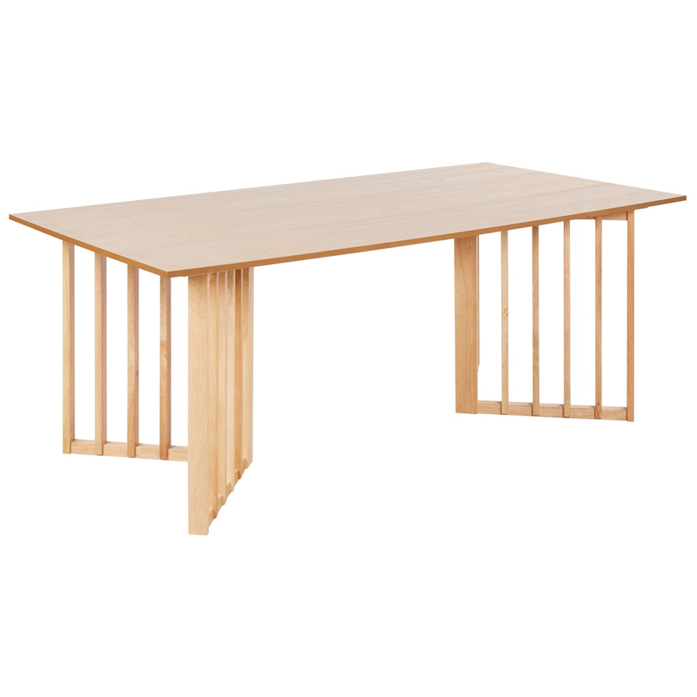 Tavolo da pranzo in legno di frassino chiaro MDF 200 x 100 cm Piano impiallacciato in frassino Design moderno Base a canale