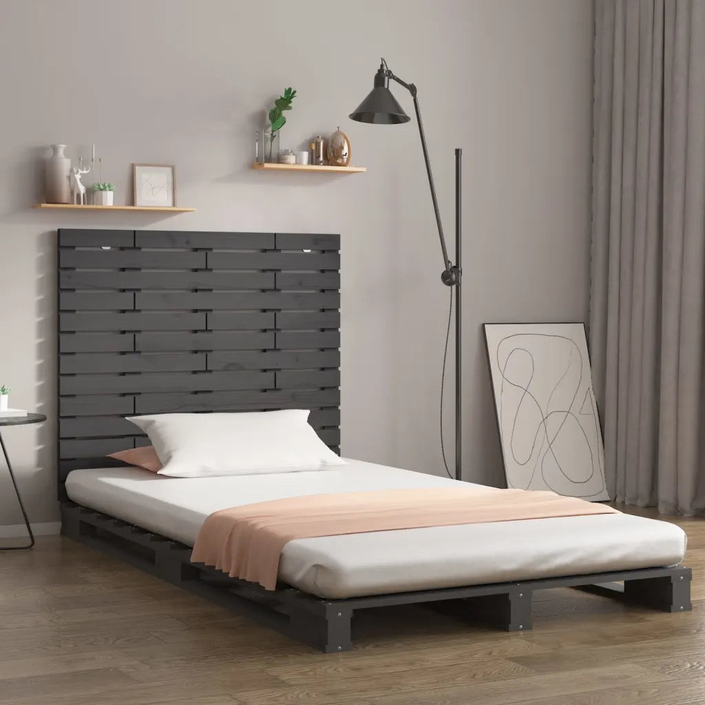 Testiera da Parete Grigia 141x3x91,5 cm Legno Massello di Pinocod mxl 82380