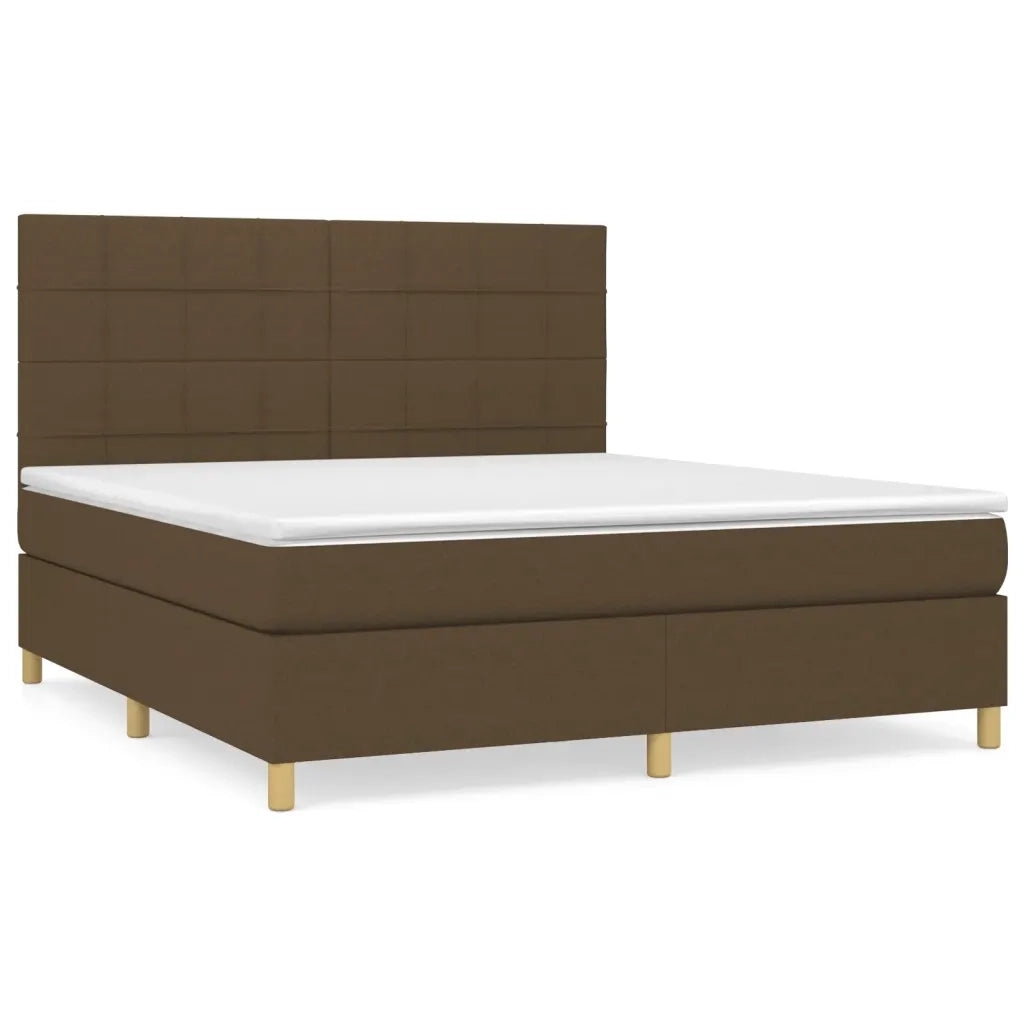 Giroletto a Molle con Materasso Marrone Scuro 180x200cm Tessuto 3142356