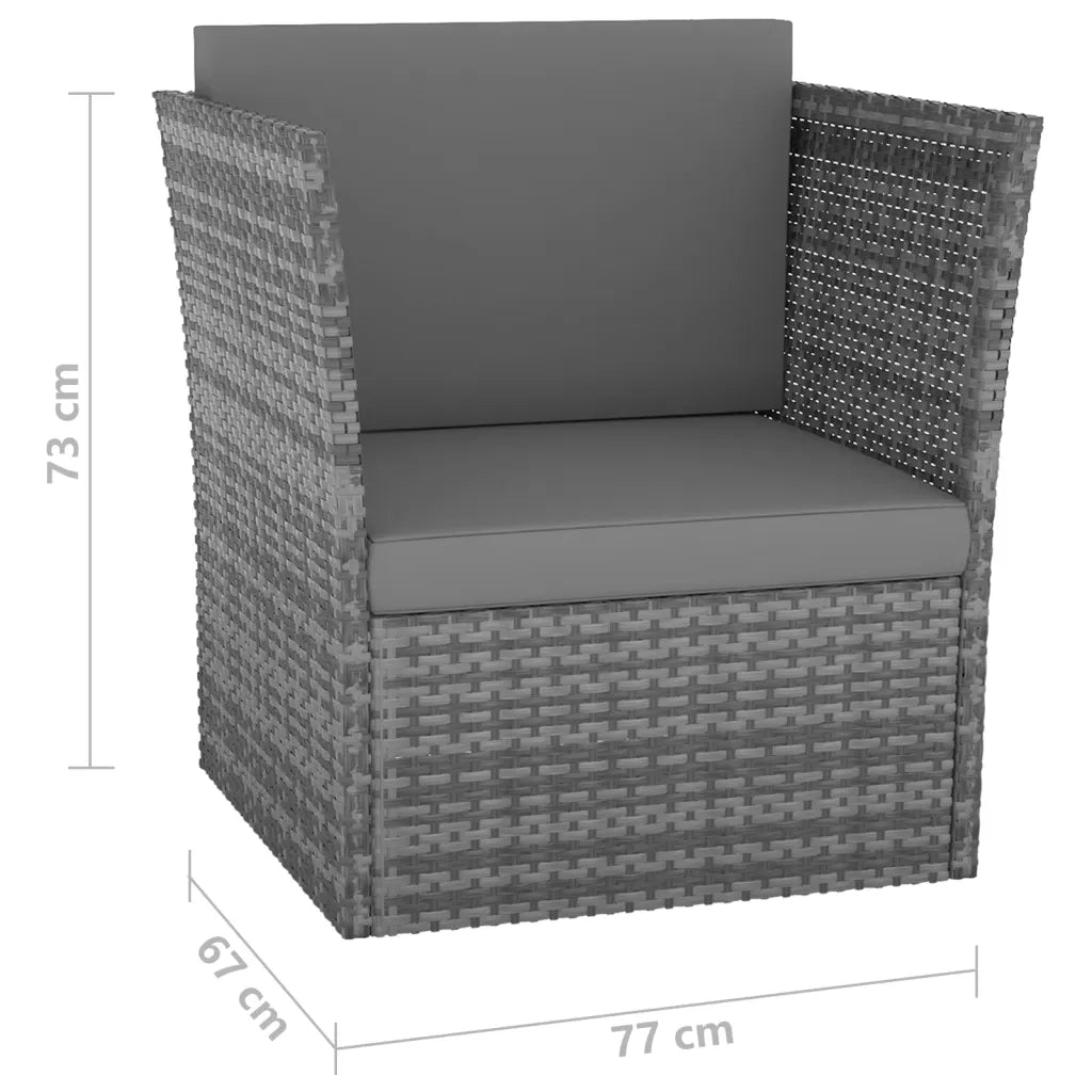 Sedia da Giardino | Sedie da Esterno con Poggiapiedi in Polyrattan Antracite