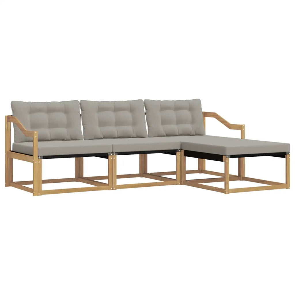Set di divani da esterno 4 pcs Bianco e Grigio Chiaro