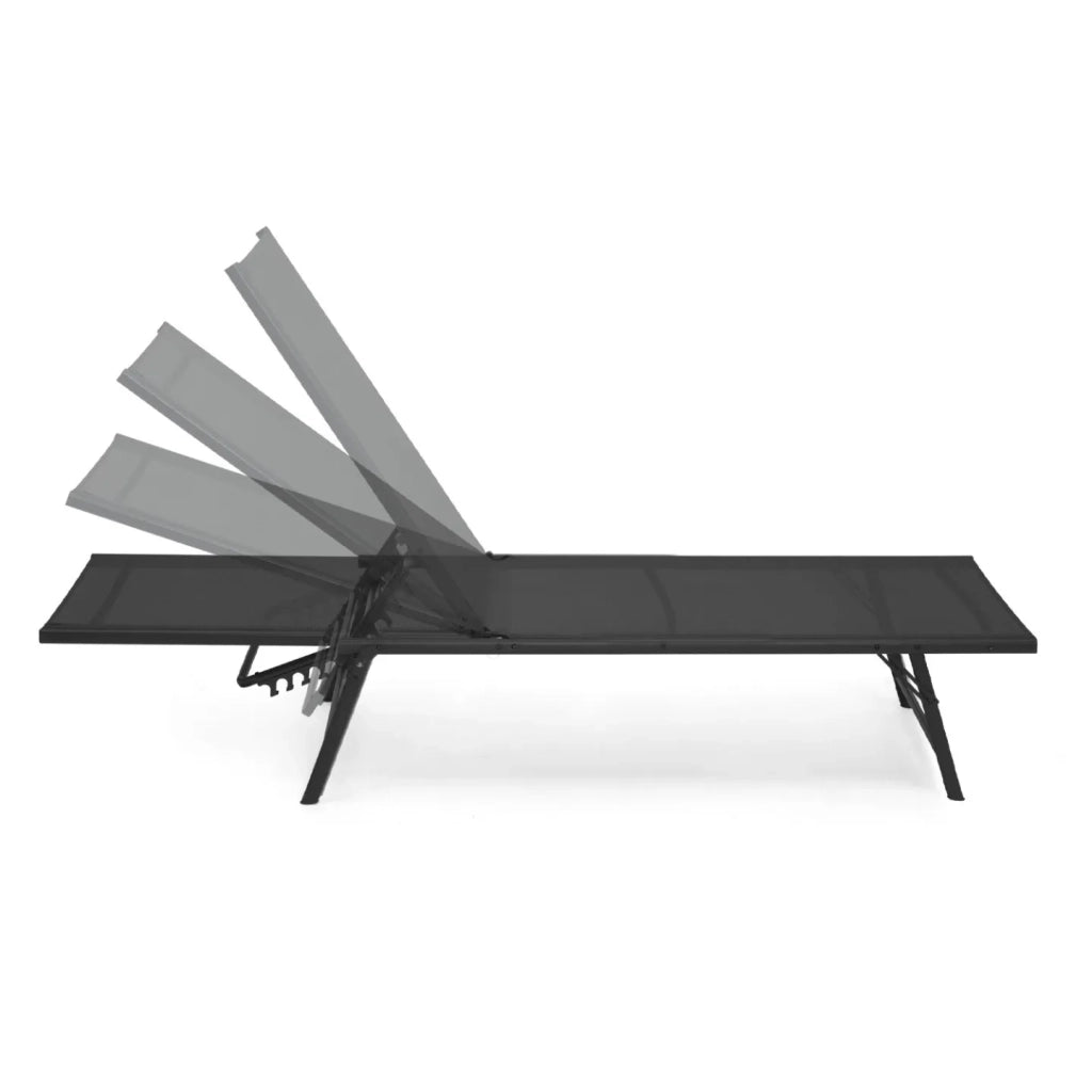 IDMarket - Set di 2 sedie da giardino reclinabili KAILUA in acciaio e tessuto nero