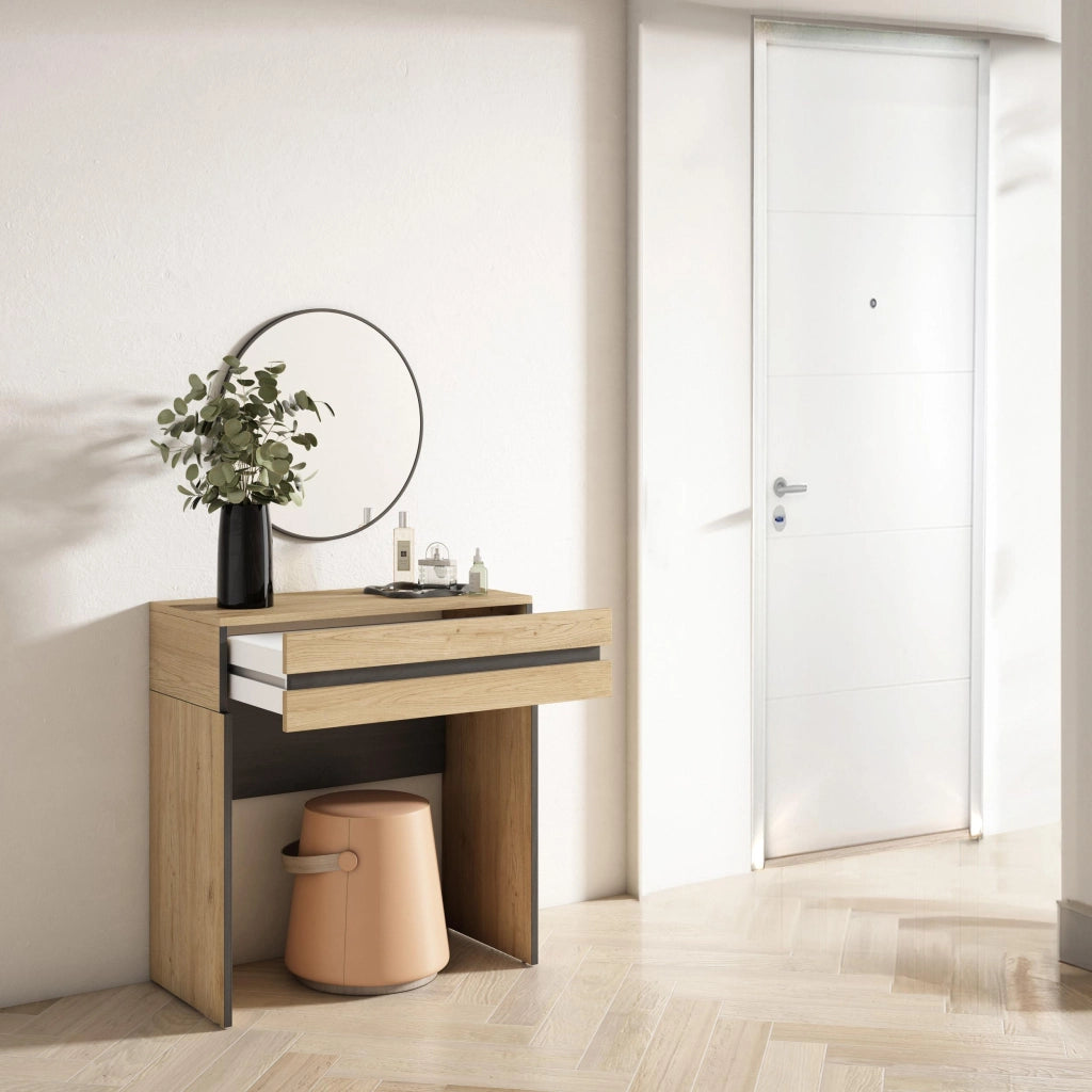 Consolle Ingresso, 70x35x75cm, Con cassetto, Con stoccaggio, colore Rovere RF3446