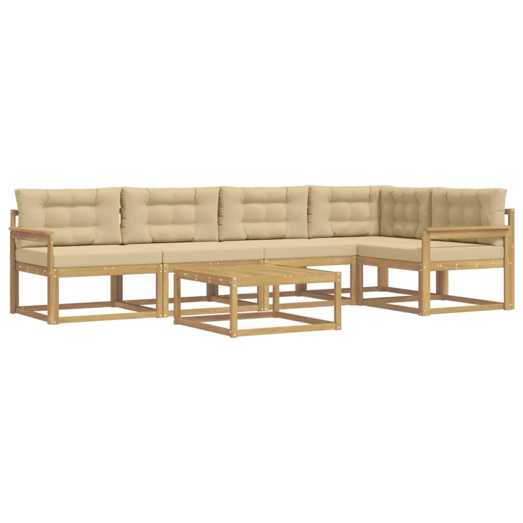 Set di divani da esterno 6 pcs Bianco e Beige 79 x 79 x 37 cm