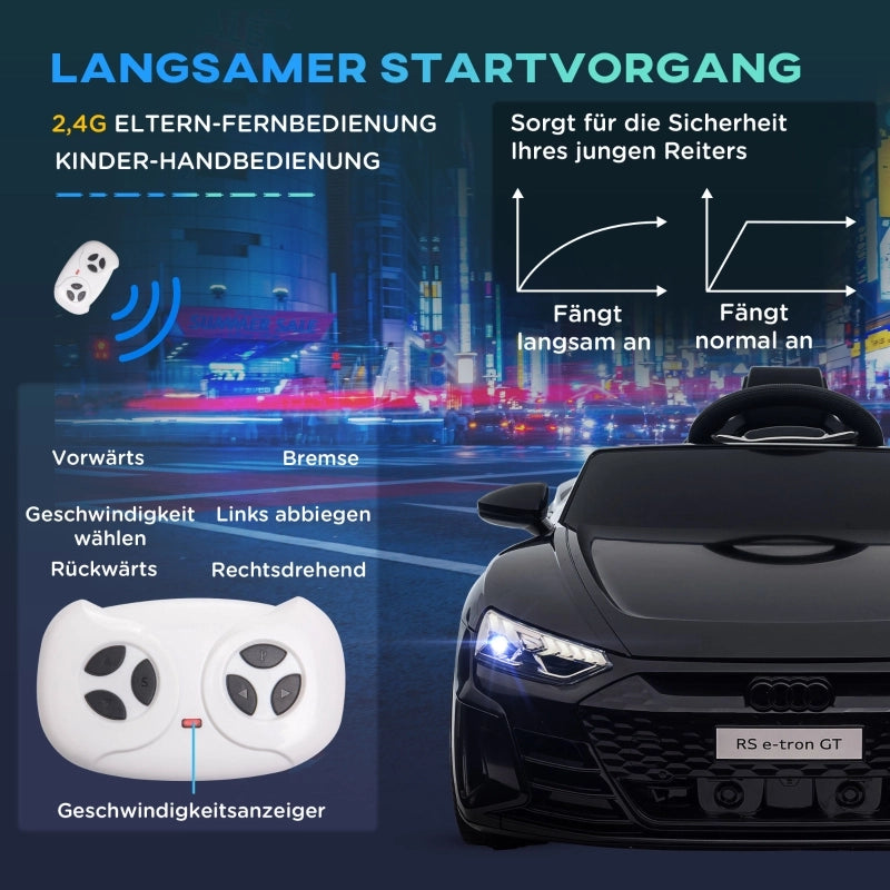 Auto elettrica per bambini, con licenza Audi, con cintura di sicurezza, telecomando, luci, nera, 103 x 58 x 41 cm