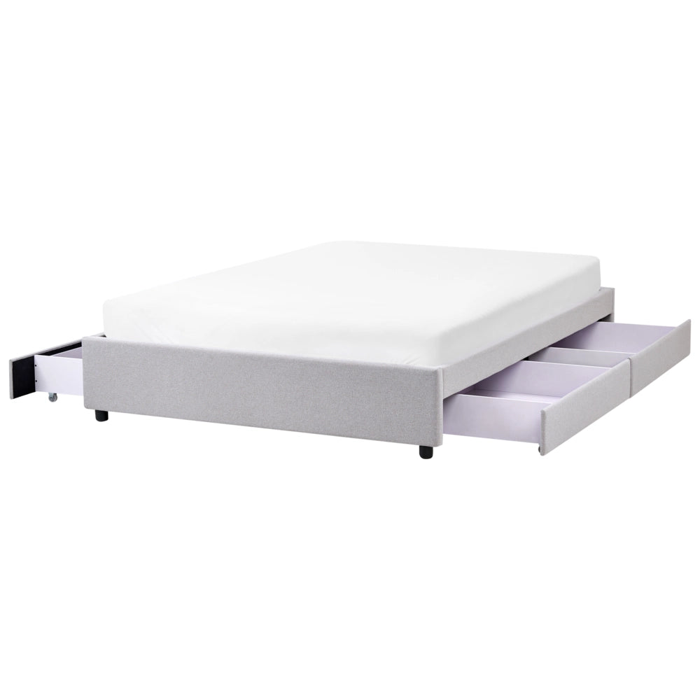 Letto matrimoniale in Tessuto beige chiaro con Cassetti 140 x 200 cm Design tradizionale