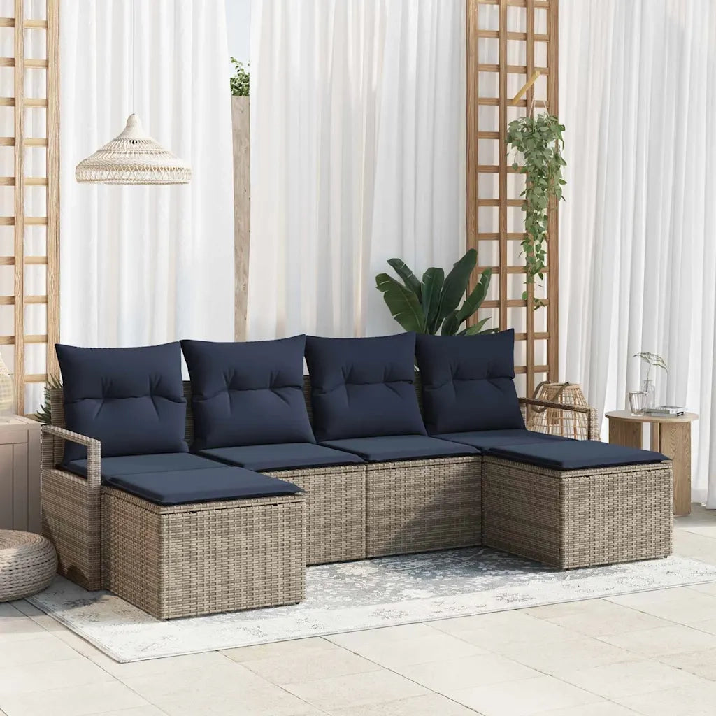 Set di divani 6 pcs Grigio polyrattan