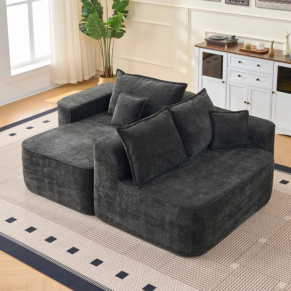 Divano angolare modulare - Xylo - 264 cm - Nero - Seduta profonda XXL senza montaggio