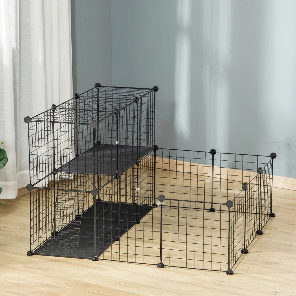 Recinto per Conigli Modulabile ¨C zephmum ¨C Acciaio, 105x105x70cm, Nero
