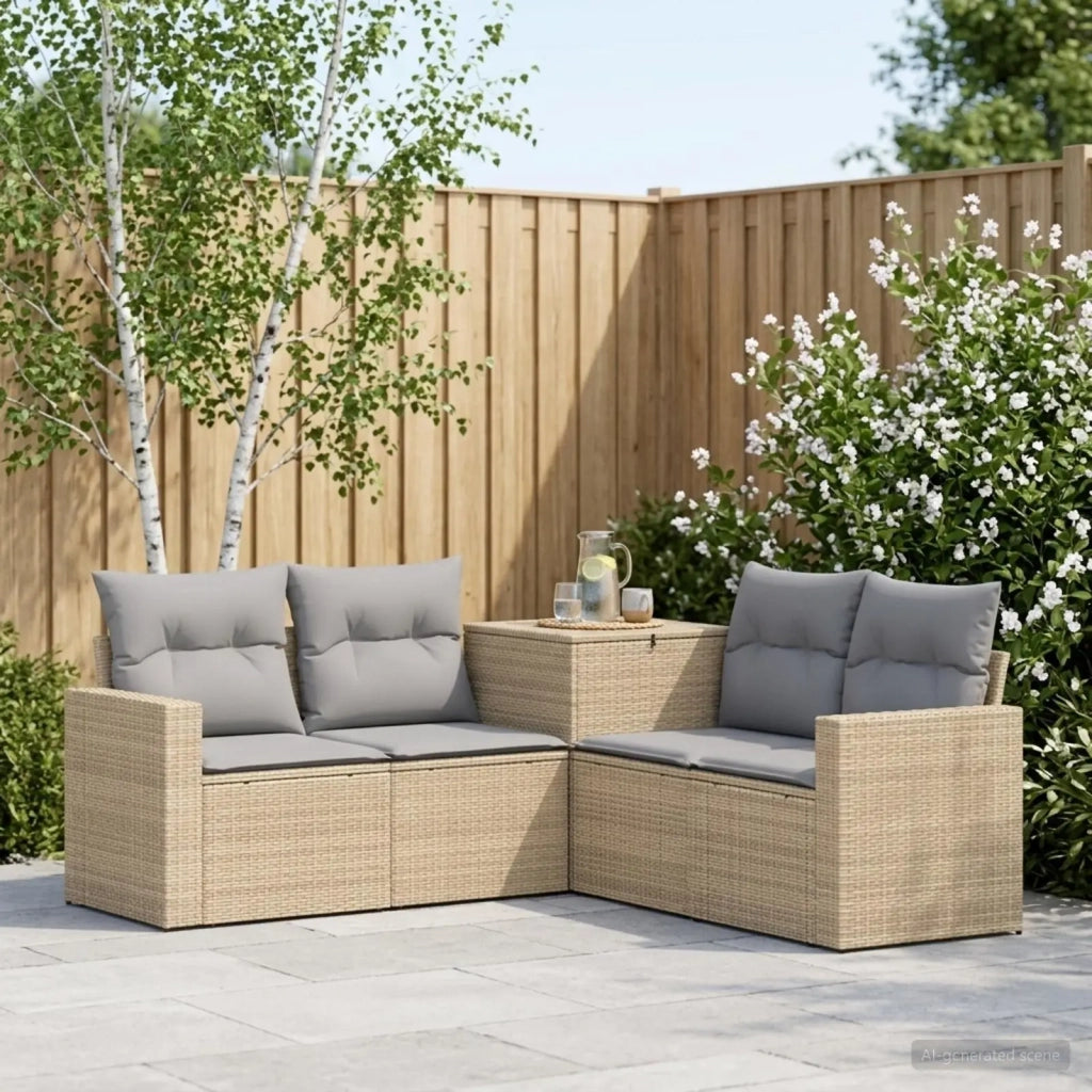 Set di divani 5 pz Beige e Grigio Chiaro 3447865