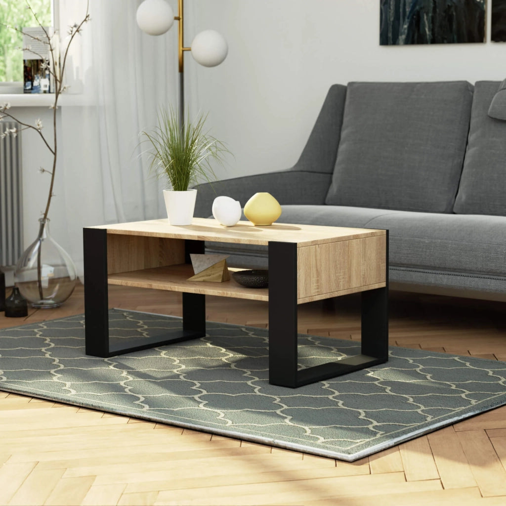 Tavolino da caffè AKORD DOMI Sonoma Quercia 92 cm Colore Nero 92x53x45 cm