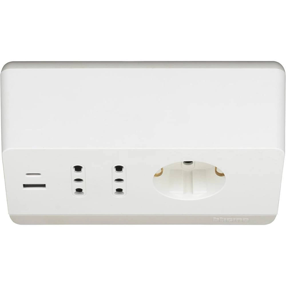 Bticino multipresa da scrivania con usb e presa schuko *** colore bianco, confezione 1