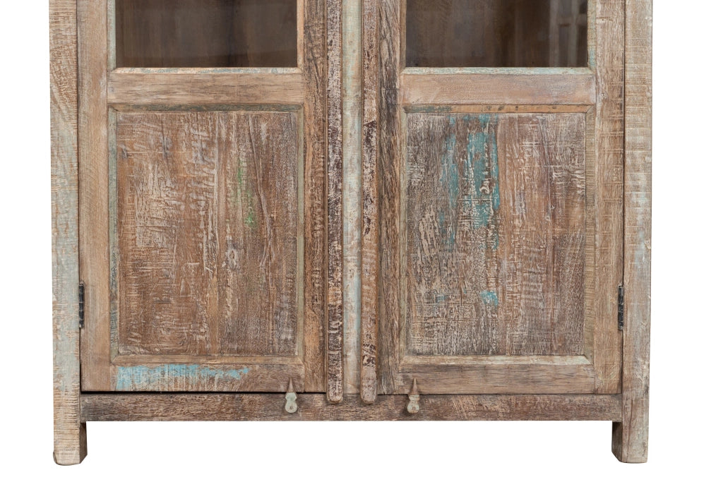 Biscottini Vetrina in legno massiccio riciclato finitura anticata realizzata massello
