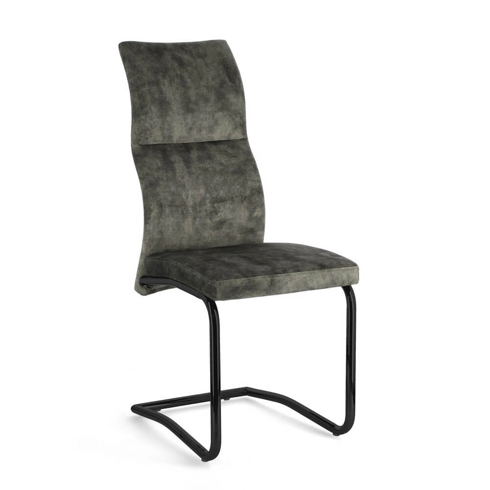 Set di 4 Sedie Imbottite in Velluto con Gambe in Acciaio - ASHER