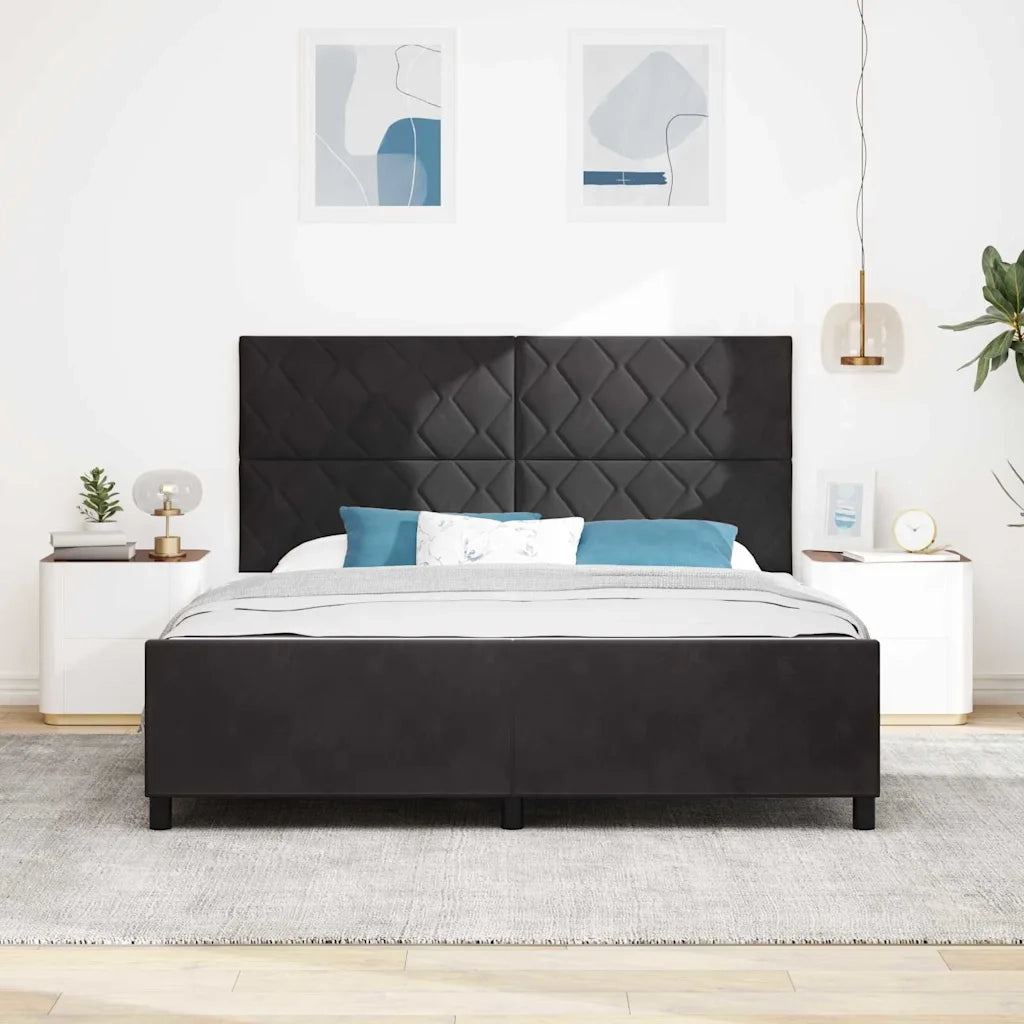 Letto a molle con testiera Nero 180 x 200 cm Velluto 3345025