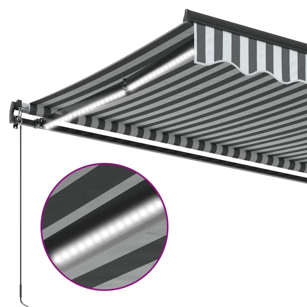 Tenda Retrattile Manuale con LED Antracite e Bianco 600x350 cm 3215821