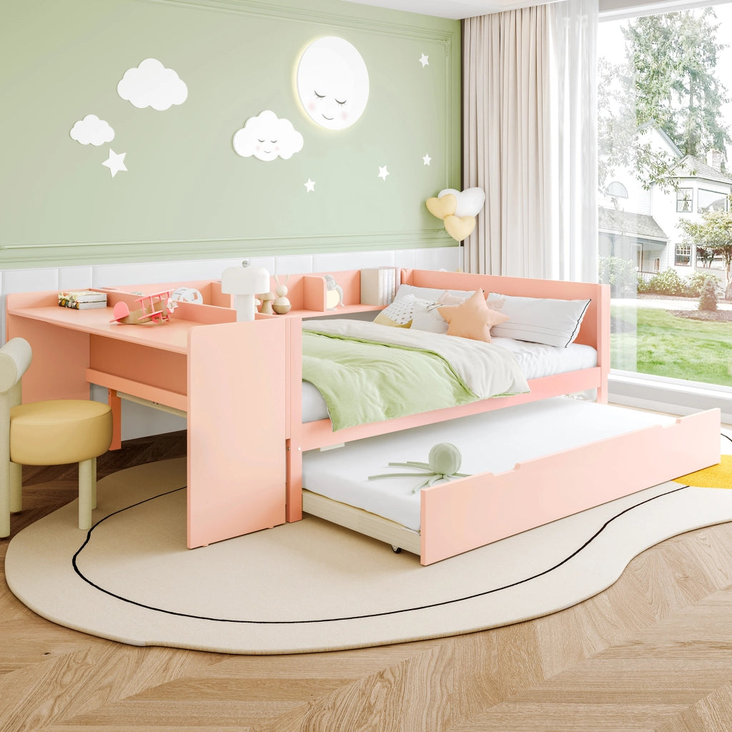 Letto Contenitore Matrimoniale Imbottito 140x200 cm con Testiera Contenitore; Rosa
