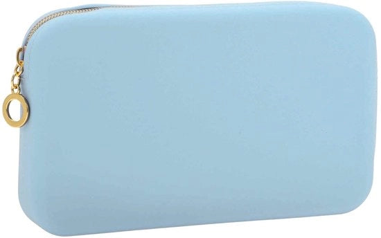 Organizzatore per pennelli da trucco portatile - Organizzatore in silicone - 20 x 12 x 3,2 cm - Blu chiaro - Lavabile e duraturo